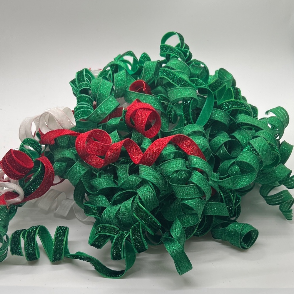 Festive Green and Red Curly Ribbon